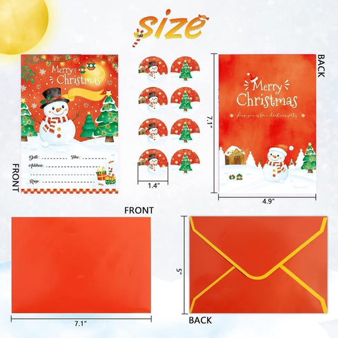 WERNNSAI 24 Pack Christmas Party Invitations Kit, Snowman Invitation Cards with Envelopes and Stickers
