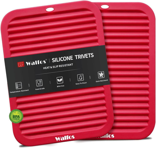 Walfos Silicone Trivets for Hot Pots and Pans - Multi-Purpose Heat Resistant Hot Pads for Kitchen Counter
