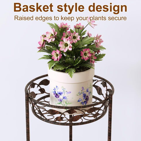 3 Plant Stand, Heavy Duty Metal Plant Stand Indoor Outdoor, Tall Tiers Plant Shelf for Multiple Plants Pots, Flower Pot