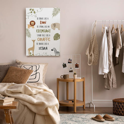 Qvapt 16x24inch,Nursery Safari Wall Decor,Wild Animals Nursery Canvas Wall Art Wall Decor,Safari Framed Canvas Prints
