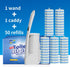 Disposable Toilet Brush Cleaning System with 50 Replacement Brush Heads, Wall Mounted Toilet Wand Kit for Bathroom