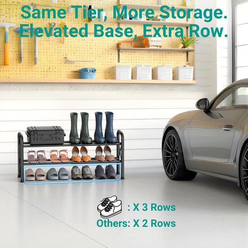 2-Tier Closet YEASHEIN Expandable Shoe Rack for Floor, X-Frame Metal Small Shoe Rack for Entryway, Adjustable Shoe