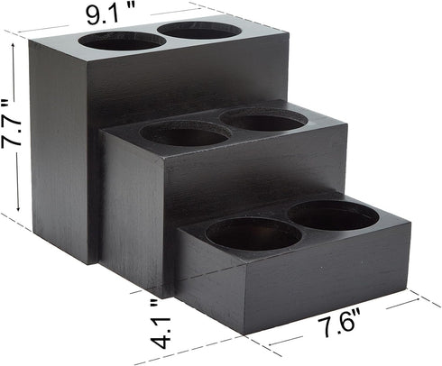 GOVOKOI 3 6 Bottles(750ml) Station(3 Black Wood Coffee Syrup Rack Organizer, Tier Syrup Bottle Holder for Coffee Bar