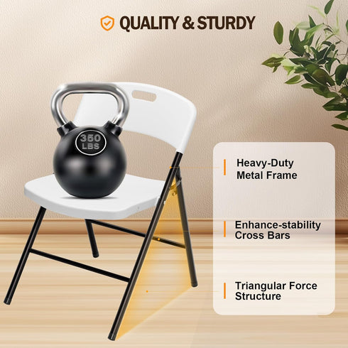 350 lbs, Commercail (2, VINGLI Folding Chairs, Plastic Foldable Chair, Capacity up to Portable Seating for Indoor