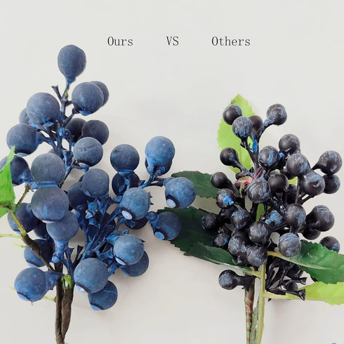 4 DS. DISTINCTIVE STYLE Artificial Blueberries Pieces Lifelike Faux Fruit Berries Fake Flowers for Decoration (Blue)