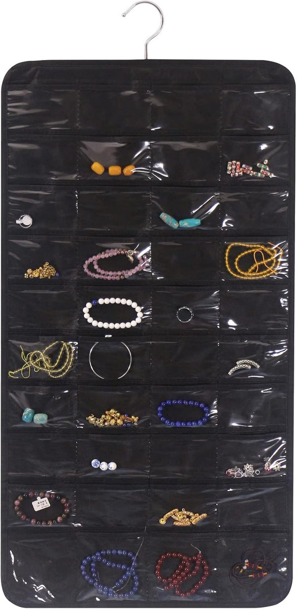 DIOMMELL 80 Pockets Hanging Jewelry Organizer for Women, Storage Bag for Earrings, Necklaces, Bracelets