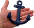 Nautical Cast Iron Ship Anchor Wall Hooks, Wowser, Set of 3 (Blue)