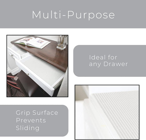 Smart Design Classic Grip Shelf Liner - Non Adhesive Home Organization Liners - Strong Grip, Easy Clean, White