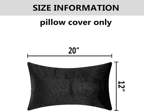Home Brilliant Rectangle Throw Pillow Cover - Faux Fur Suede Accent Decorative Fall Decorations, 12x20 Inch, Black