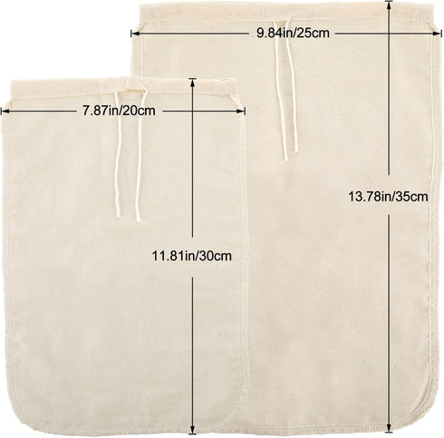 WLLHYF 3 Pack Cotton Nut Milk Bags Fine Mesh Reusable Cheese Cloth Food Yogurt Strainer Cheesecloth Bag Cold Brew Bags