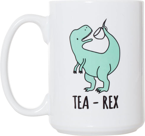 Artisan Owl Funny Tea Rex Tyrannosaurus Rex Mug, 15 oz Large Dinosaur Coffee Cup for Tea & Coffee Lovers