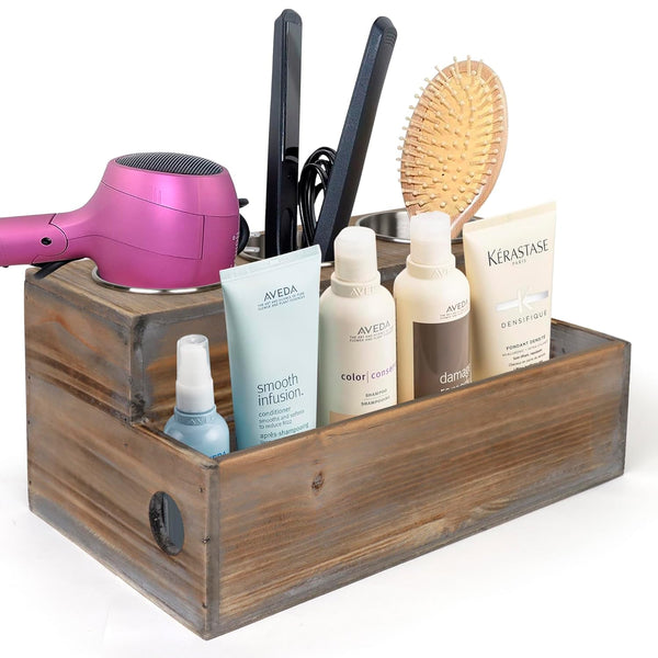 Besti Wooden Hair Dryer Holder – Organizer for Hair Tools and Styling Supplies, Natural Elegant Design