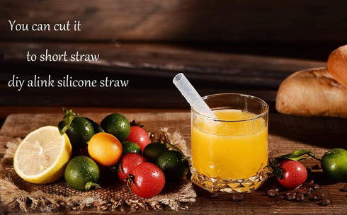 ALINK Reusable Clear Silicone Boba/Bubble Tea Straws, 14mm X 10", Pack of 6 with Cleaning Brush, Extra Wide Flexible