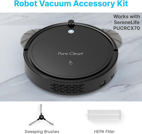 Dana Trading PUCRCX70 Robot Vacuum Accessory Kit - (4) Sweeping Side Brushes, (2) Air Filter - Robot Vacuum Cleaner Replacement Parts and Accessory Kit Compatible Only with PUCRCX70 - SereneLife by Dana Trading
