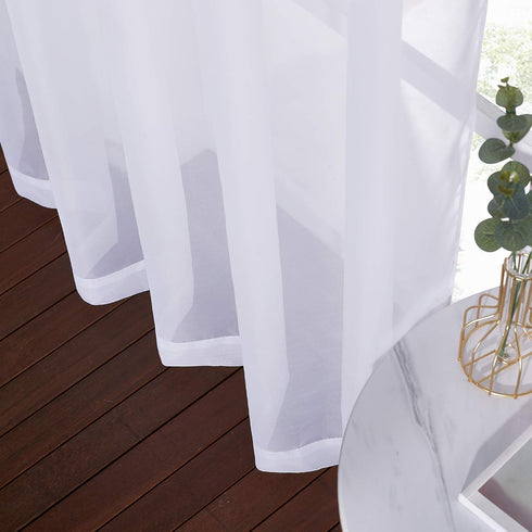 NICETOWN Sheer Curtains for Patio Door, Grommet Voile Texture Lightweight Window Drapes, 1 Piece, W70 x L63, White