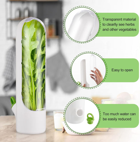 Herb Saver Pod, Herb Keeper Vegetable Fresh Containers for Refrigerator, Keeps Greens Fresh for 2-3 Weeks (2)