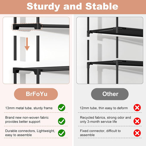 32.3" Closet 16 3 Widening Design Shoe Rack for Pairs Small Spaces Non-Woven Tier Shoe Organizer Stackable Metal Shoe