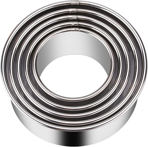 5 Pieces Biscuit Cookie Cutters Set, Stainless Steel Round Cookie Cutters in Graduated Sizes