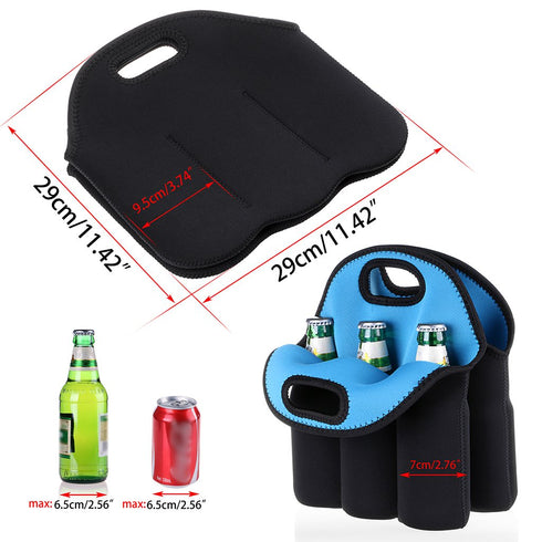 Hipiwe 6 Pack Insulated Neoprene Bottle Can Carrier Tote for Baby Bottle Cooler Bag with Secure Carry Handle