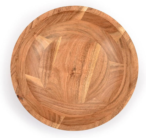 Acacia Wood Serving Bowl, Perfect for Salad, Vegetables, and Fruit, Single Salad Bowl (10" x 10" x 3")