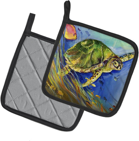 Caroline's Treasures Loggerhead Sea Turtle Pair of Pot Holders, Kitchen Heat Resistant, 7.5 x 7.5