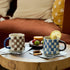 16Oz Home-4pack Retro Checkered Ceramic Coffee Mug - Extra Large Handle, Microwave Safe Vintage Patterned Tea Cup
