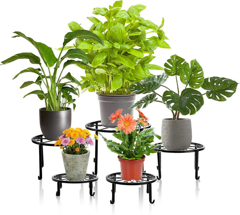 Tosnail 5 Pack Metal Plant Stands for Indoor and Outdoor Planters, Flower