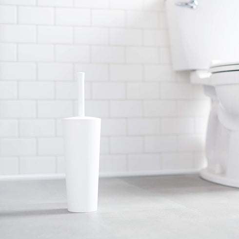 Amazon Basics Toilet Brush and Holder Set - 4-pack, White, Previously AmazonCommercial Brand