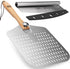 Perforated Pizza Peel 12 x 14 Inch, Paddle Spatula with Foldable Handle, Pizza Cutter Rocker 14'' Blade