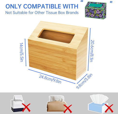NiHome Hand Towel Box Cover for Kleenex, Natural Bamboo Tissue Box Cover for Home, Office, Bathroom Decor, Fits