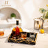 Counter Hanobe Decorative Serving Tray Black: Imitation Marble Coffee Table Tray Decor with Handle Gold for Bar Ottoman