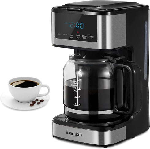 Ihomekee Coffee Maker, Programmable Drip Coffee Maker 12 Cup, Regular & Strong Brew