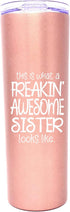 Funny Sister Gifts - Awesome Sister Coffee Mug, Great Travel Cup Gifts for Sisters from Little Sister, Big Brother,