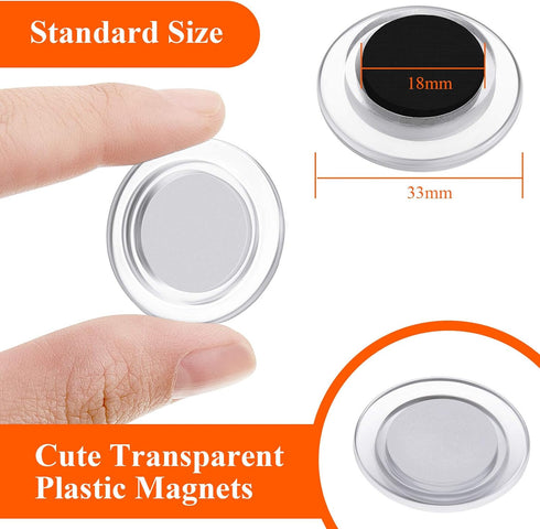 25 Pieces Round Magnets, Refrigerator Whiteboard Mini Fridge Teacher Supplies for Home Schools Offices, Clear
