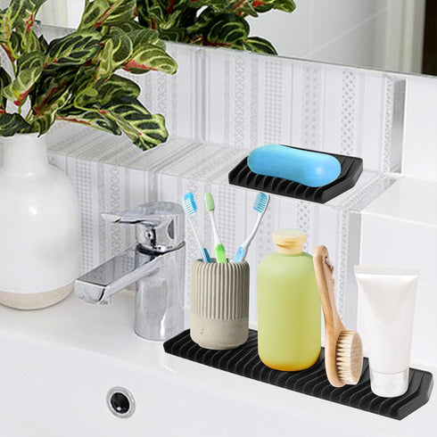AUPTIM Counter Extended Silicone Soap Dish for Shower Bar Soap Holder Soap Tray, Self Draining Soap Dish Soap Saver
