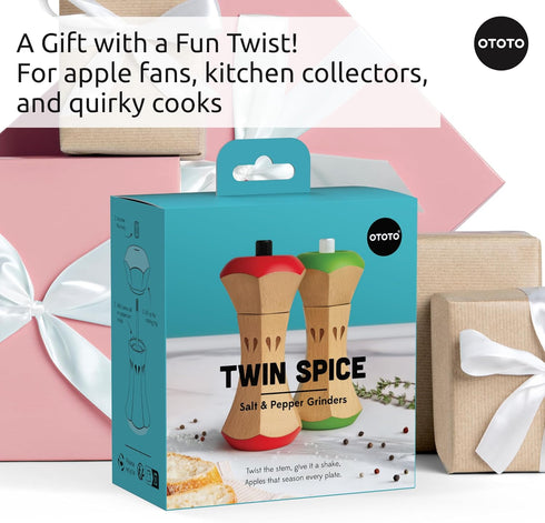 Set Set, OTOTO Twin Spice Salt and Pepper Grinder - Apple-Designed Unique Kitchen Gadgets, Cute Kitchen Accessories