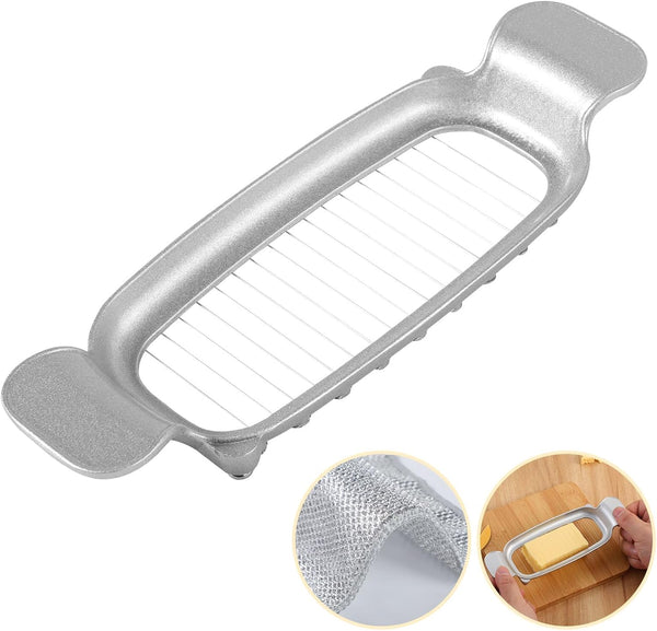 Stainless Steel Butter Slicer Cutter with Ergonomic Handle, Metal Butter Stick Slicer