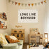 Long Live Boyhood Banner, Boy Nursery Decor, Linen Banner Wall Hanging Flag Decor for Nursery Playroom Toddler Boys