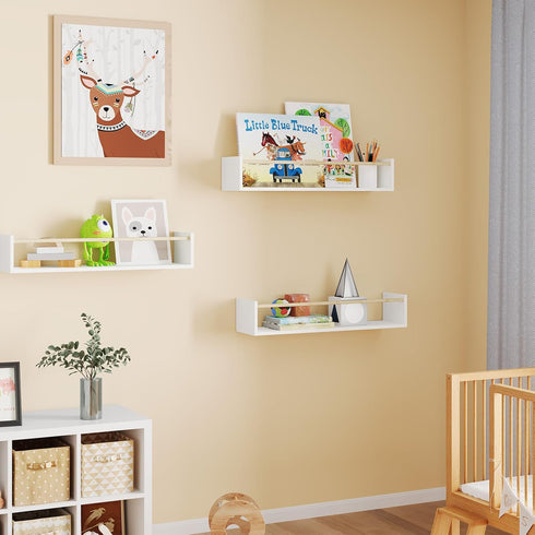 16.5 Inch Set 3, Fixwal Nursery Bookshelves, Floating Shelves for Wall of Kids Bookshelf for Bedroom, Baby Nursery