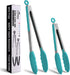 HOTEC Premium Stainless Steel Locking Kitchen Tongs Set of 2, 9" and 12", with Silicone Tips, Blue