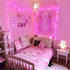 JMEXSUSS 4 Pack 50 LED Pink Fairy Lights, 16.1ft Battery Operated Waterproof String Lights for Decorations