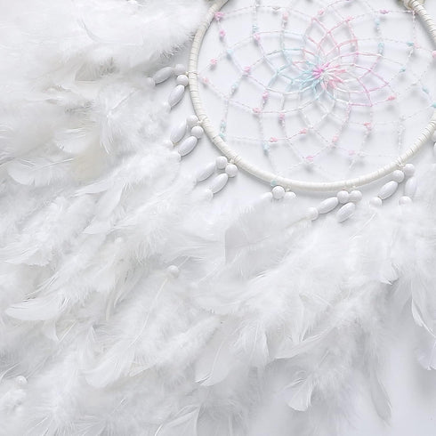 White Feathers Dream Catcher by Dremisland, Elegant Wall Hanging for Bedroom, Wedding Party Gift for Girls