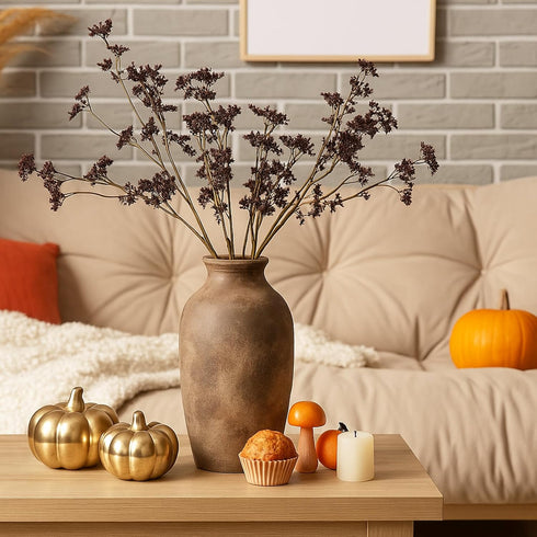 Suncalla 6 Pcs Dusty Plum Berry Stems Spring Faux Eucalyptus Seed Artificial Branches Faux Sedum Berry Spray Picks