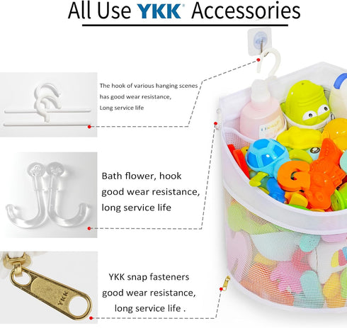 Baby Bath Toy Organizer - Quick Drying Mould Proof Corner Hang-Suspension Holder for Shower Caddy