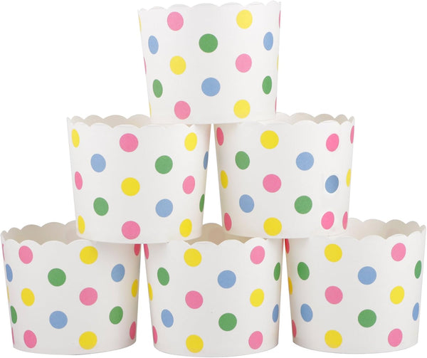 Webake Large Paper Baking Cup, 6oz Disposable Cupcake Muffin Cases, Set of 25, Colorful Dot