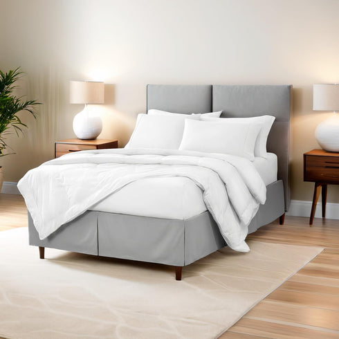 Bare Home Queen Bed Skirt - 15-Inch Tailored Drop, Easy Fit with Center & Corner Pleats (Queen, Dark Blue)