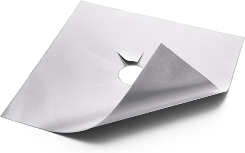 XZSUN Gas Stove Burner Covers 10 Pack - 0.2mm Double Thickness Reusable Protectors for Kitchen & Cooking (Silver)