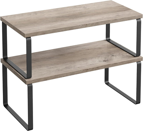 SONGMICS Cabinet Organizer Shelf, Set of 2 Kitchen Counter Shelves, Kitchen Storage,