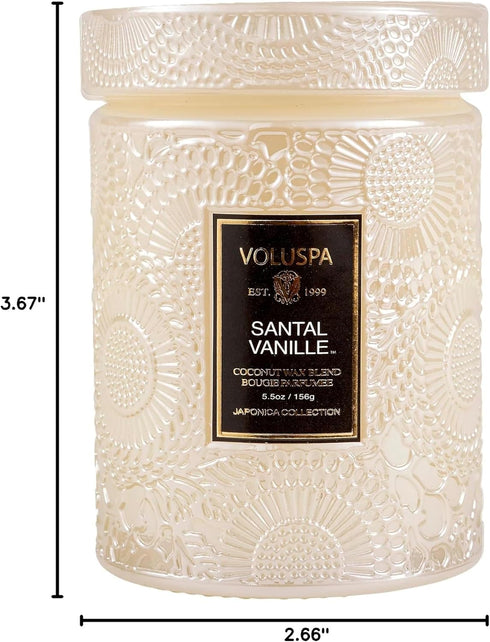 Voluspa Santal Vanille Small Candle Jar - 5.5 oz, 50 Hour Burn Time, Coconut Wax for Clean Burning, Handcrafted in the