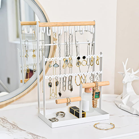ProCase 6 Tier Jewelry Organizer Stand, Necklace Holder with 15 Hooks, Jewelry Tower Display Rack for Earrings, Rings -